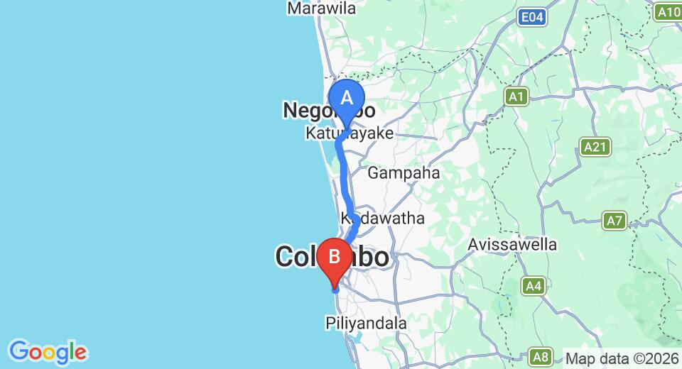 Transfer between Colombo (CMB) Airport and Fairview Hotel, Wellawatte City