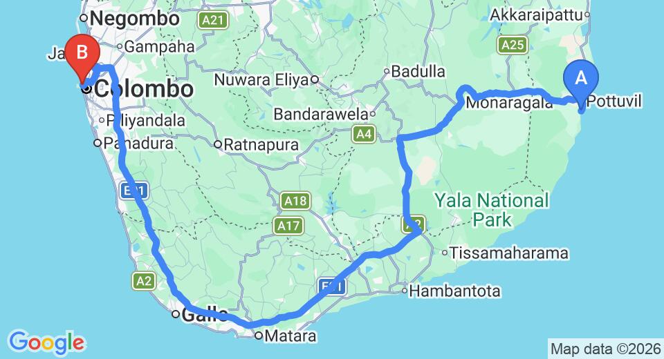 Arugam Bay City to Colombo City Transfer