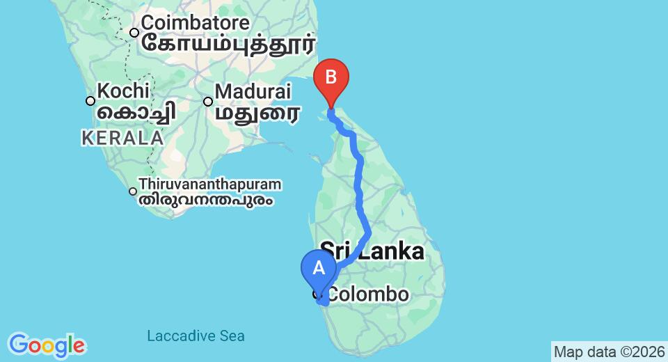 Ratmalana Airport (RML) to Jaffna Airport (JAF) Private Transfer