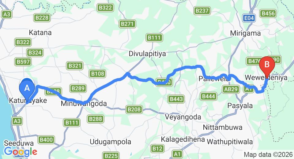 Transfer between Colombo Airport (CMB) and Elephant Villa, Ambepussa