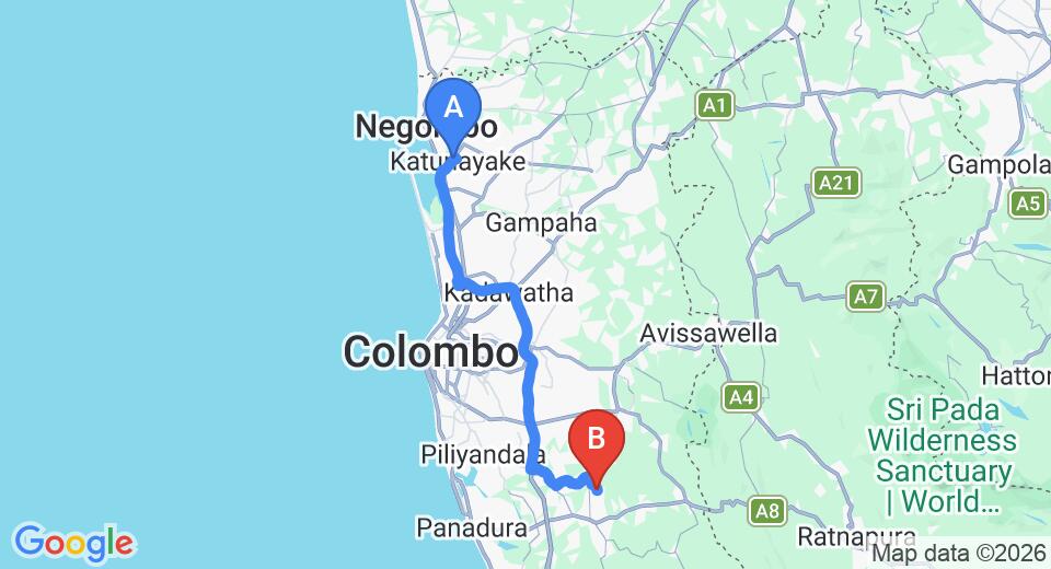 Transfer between Colombo Airport (CMB) and Cinnamon Eco Lodge, Horana