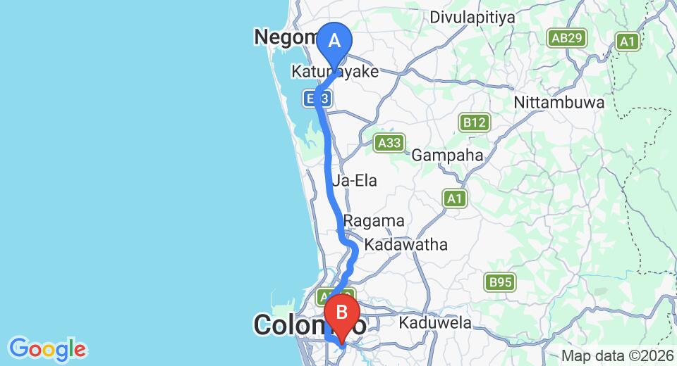 Transfer between Colombo Airport (CMB) and The Sovereign Corporate Hotel, Colombo City