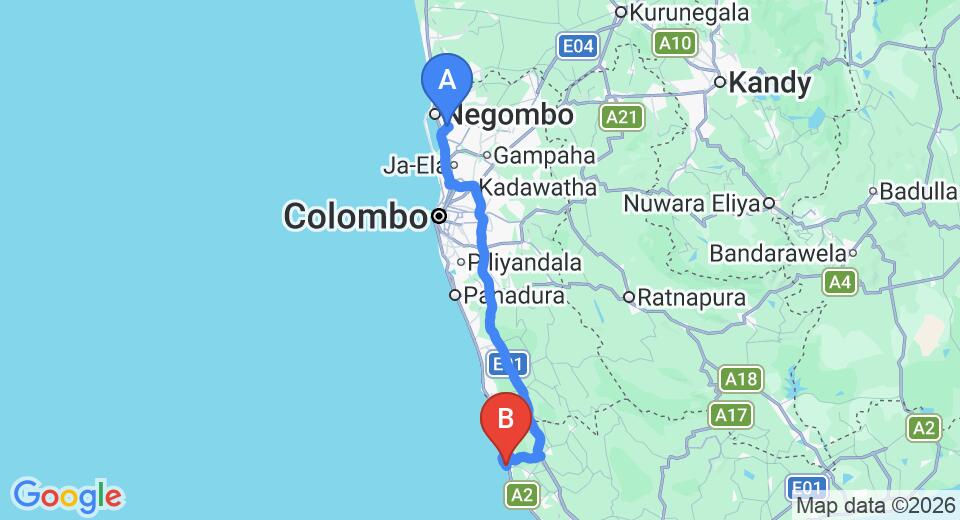 Transfer between Colombo Airport (CMB) and Hotel J, Ambalangoda