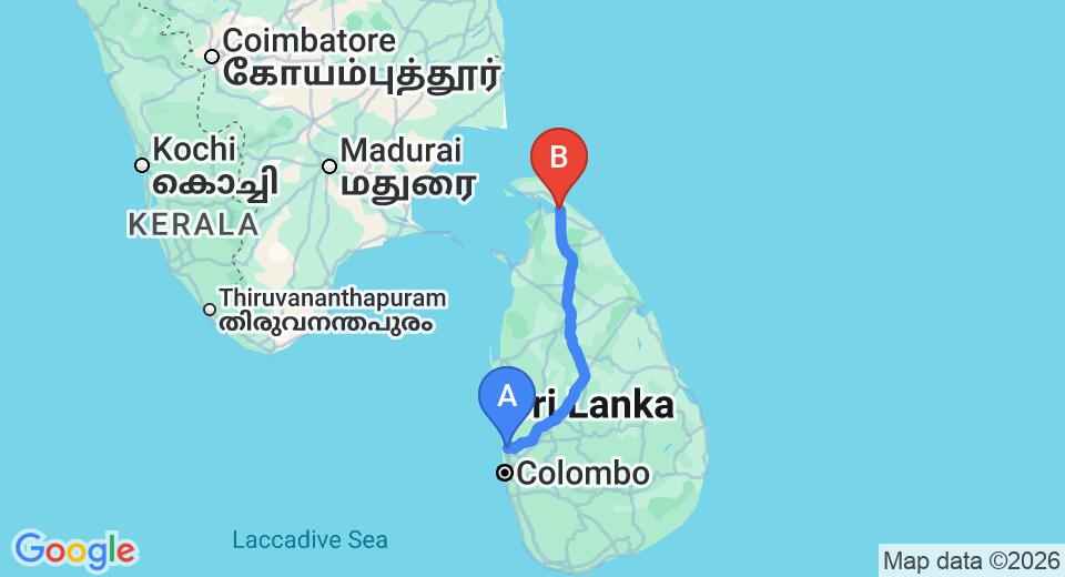 Colombo (CMB) Airport to Elephant Pass City Private Transfer