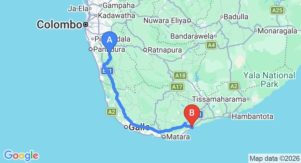 Yala City to Tangalle City Private Transfer