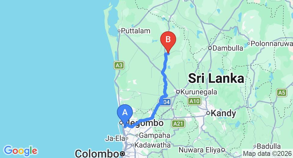 Colombo (CMB) Airport to Maho City Private Transfer