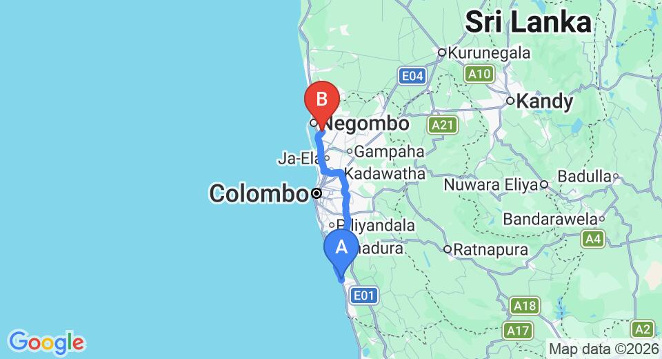 Kalutara City to Colombo (CMB) Airport Transfer