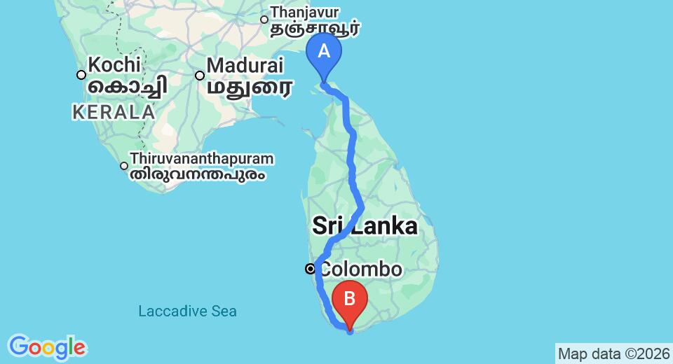 Jaffna (JAF) Airport to Mirissa City Private Transfer
