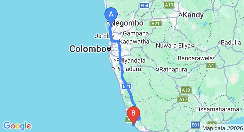 Transfer between Colombo Airport (CMB) and House of Lotus, Dodanduwa