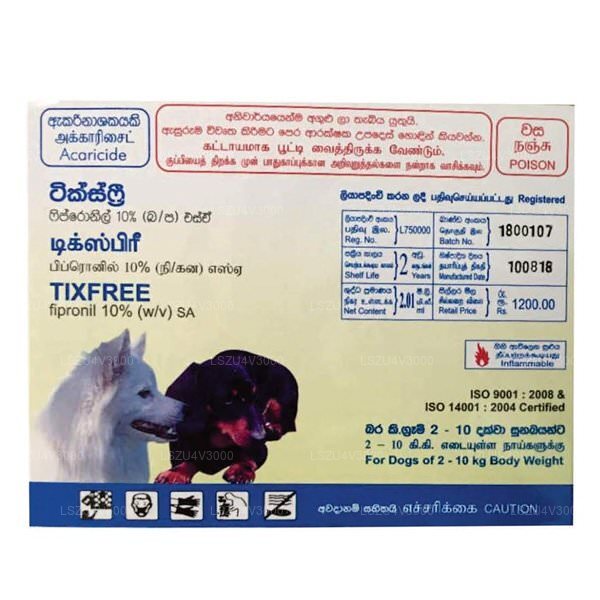TixFree Spot On Dogs 2–10kg (3 Doses)