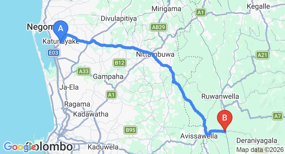 Transfer between Colombo Airport (CMB) and The Talduwa Manor Dehiowita, Avissawella
