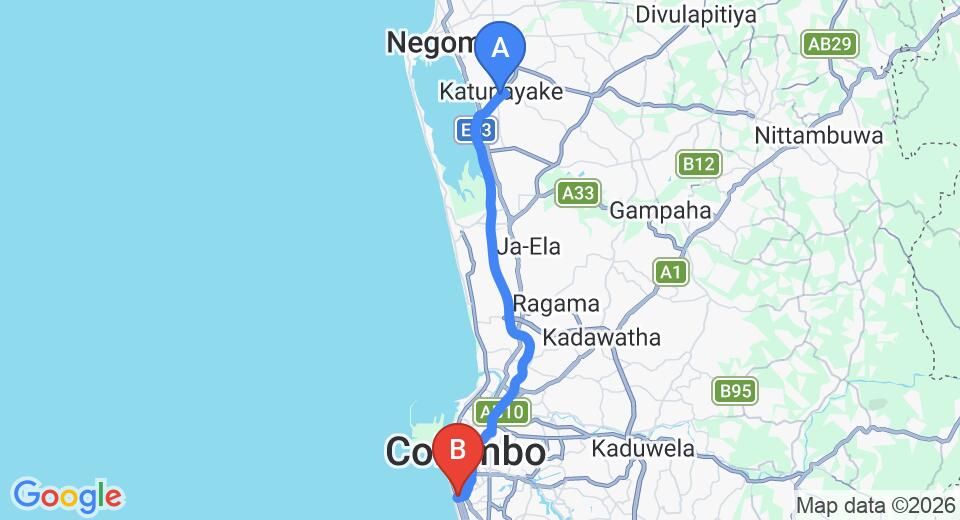 Transfer between Colombo Airport (CMB) and Pearl Grand Hotel, Kollupitiya