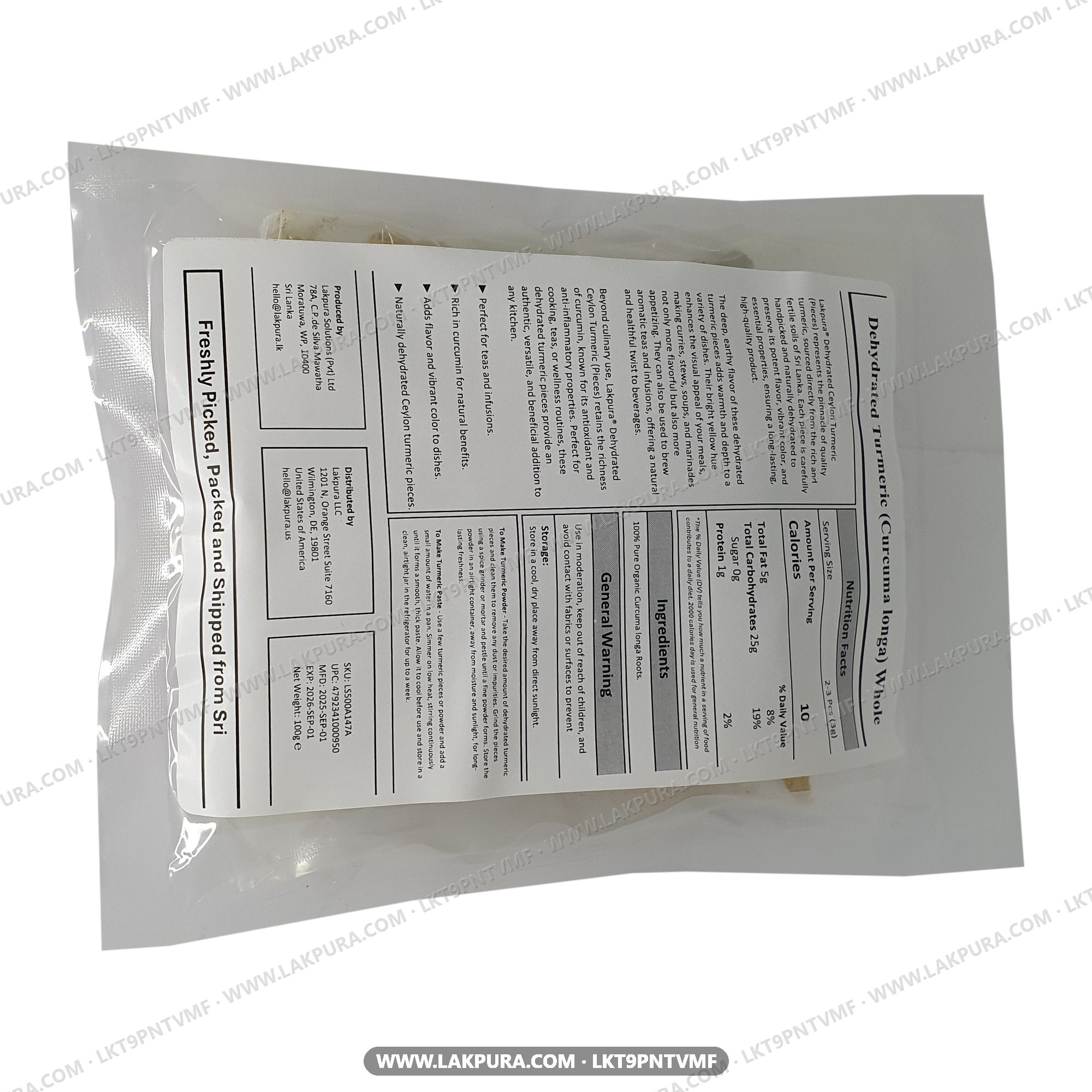 Lakpura Dehydrated Tumeric Whole