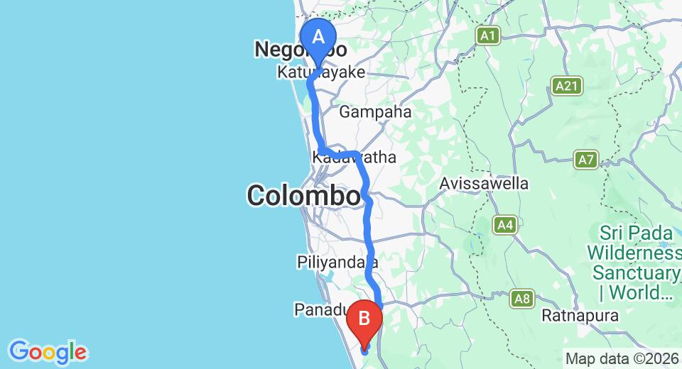 Transfer between Colombo Airport (CMB) and Pahan Lanka, Pannipitiya