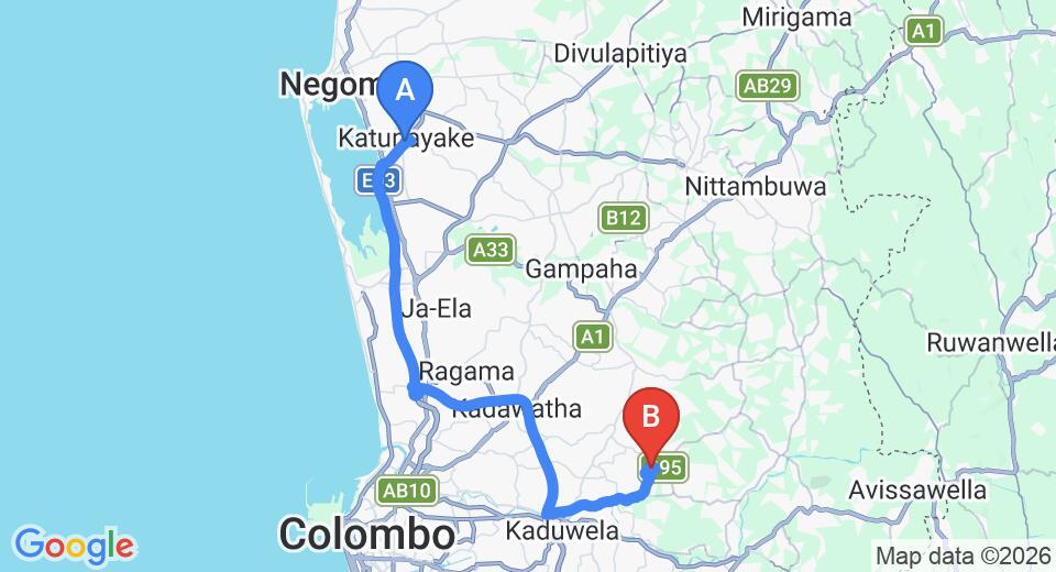 Colombo (CMB) Airport to Dekatana City Private Transfer