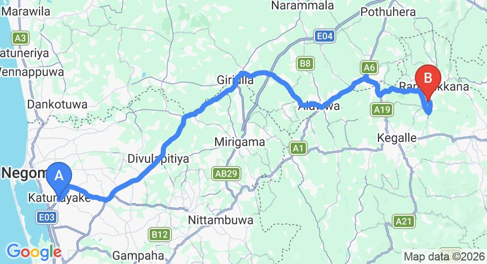 Transfer between Colombo Airport (CMB) and Pinnalanda Restaurant, Rambukkana