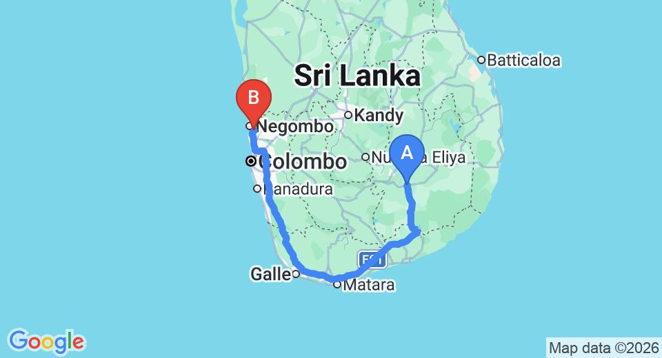 Wellawaya City to Colombo (CMB) Airport Private Transfer