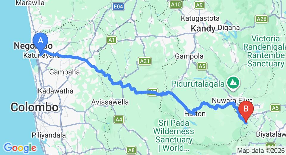 Colombo (CMB) Airport to Pattipola City Private Transfer