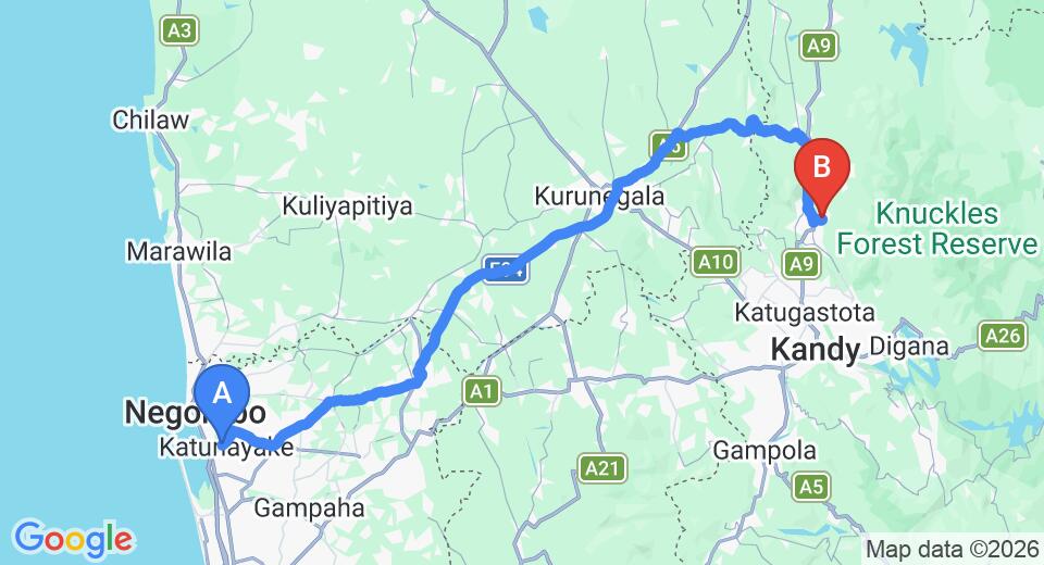 Transfer between Colombo Airport (CMB) and Spice Garden - Matale, Matale City