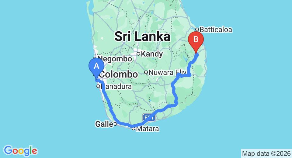 Ratmalana (RML) Airport to Ampara City Private Transfer