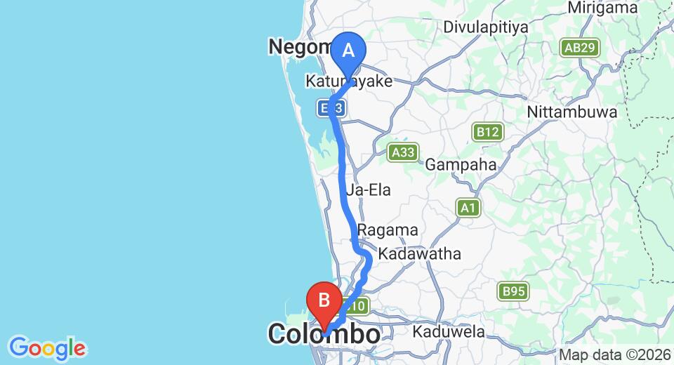 Colombo Airport (CMB) to Colombo City Private Transfer