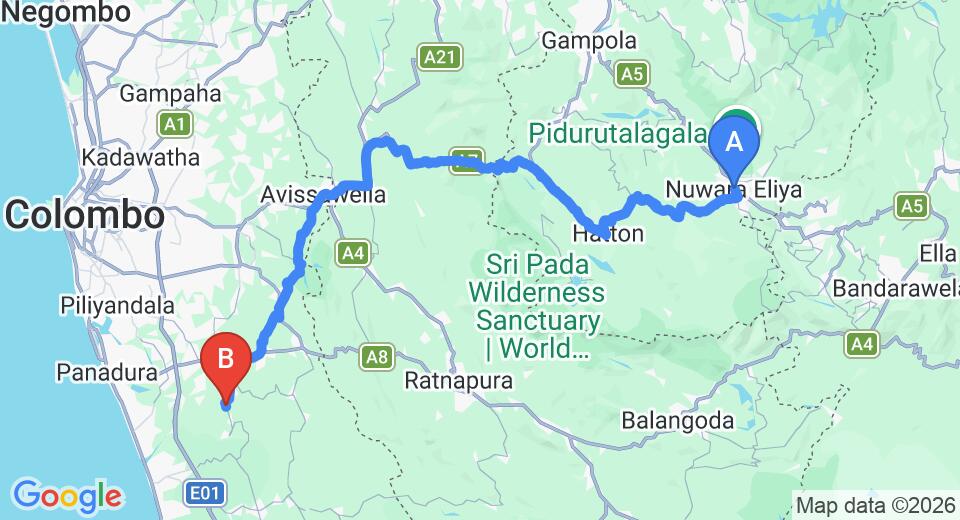 Nuwara Eliya City to Yala City Private Transfer