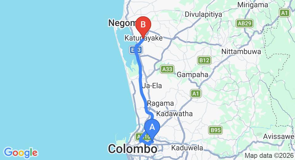 Wellampitiya City to Colombo (CMB) Airport Private Transfer