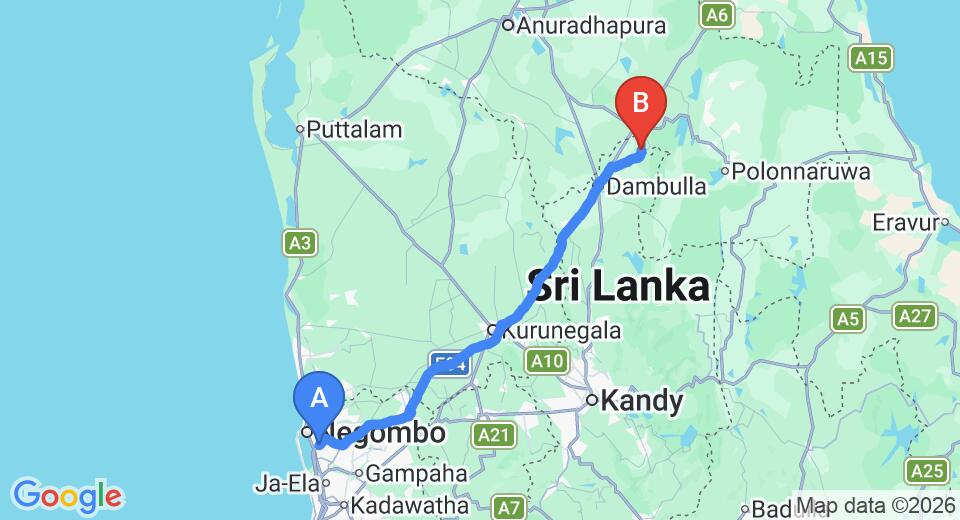 Colombo (CMB) Airport to Pidurangala City Private Transfer