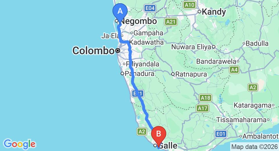 Transfer between Colombo Airport (CMB) and Shore By Hoppa, Unawatuna