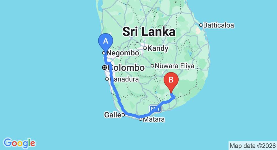 Colombo (CMB) Airport to Tanamalwila City Private Transfer