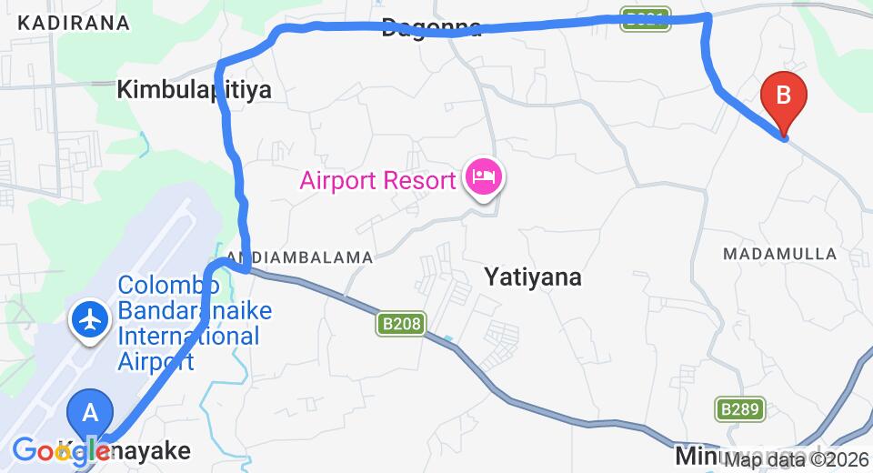 Colombo (CMB) Airport to Katuwellegama City Private Transfer