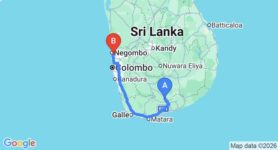 Embilipitiya City to Colombo (CMB) Airport Private Transfer