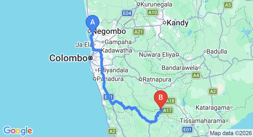 Transfer between Colombo Airport (CMB) and The Rainforest Ecolodge - Sinharaja, Deniyaya