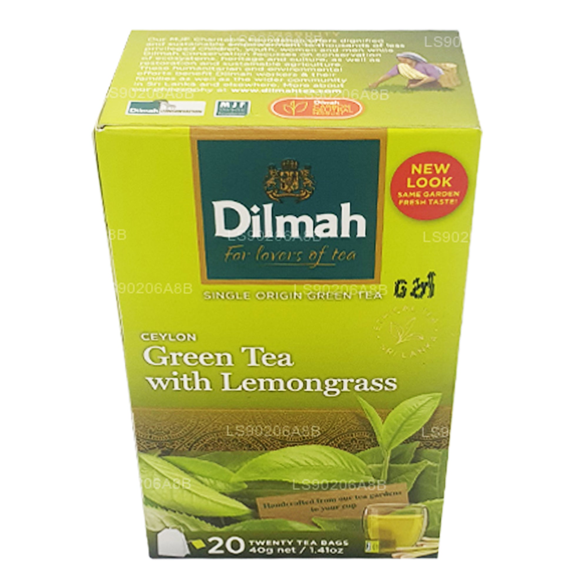 Dilmah Pure Ceylon Green Tea with Lemongrass Tea (40g) 20 Tea Bags