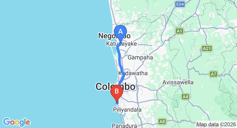 Transfer between Colombo Airport (CMB) and Berjaya Hotel Colombo, Mount Lavinia City
