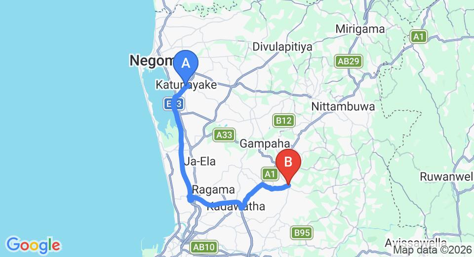 Colombo (CMB) Airport to Weliweriya City Private Transfer