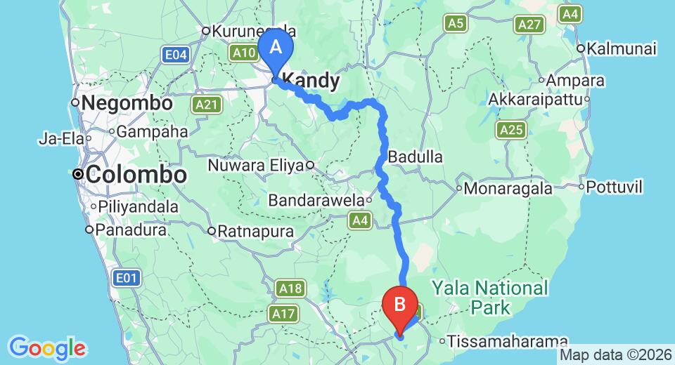 Kandy City to Mattala (HRI) Airport Private Transfer