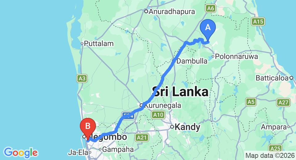 Hingurakgoda City to Colombo (CMB) Airport Private Transfer