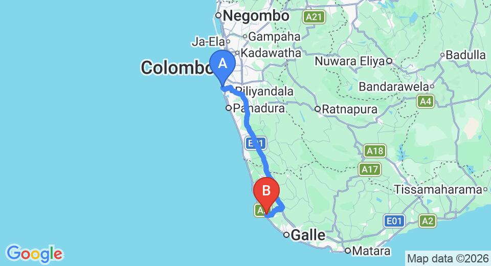 Ratmalana (RML) Airport to Hikkaduwa City Private Transfer