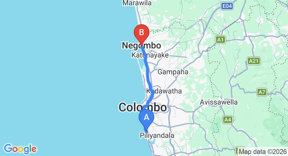 Ratmalana (RML) Airport to Negombo City Private Transfer