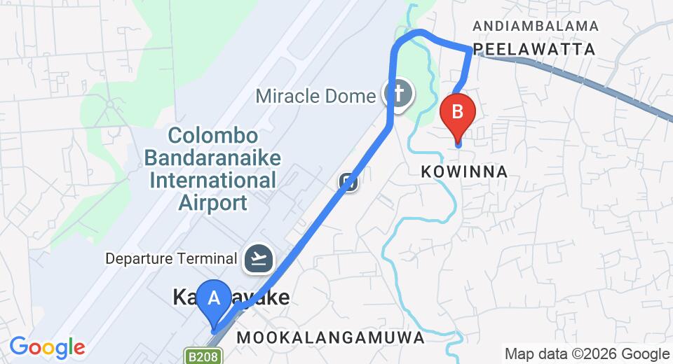 Transfer between Colombo Airport (CMB) and Airport City Hub Hotel, Katunayake