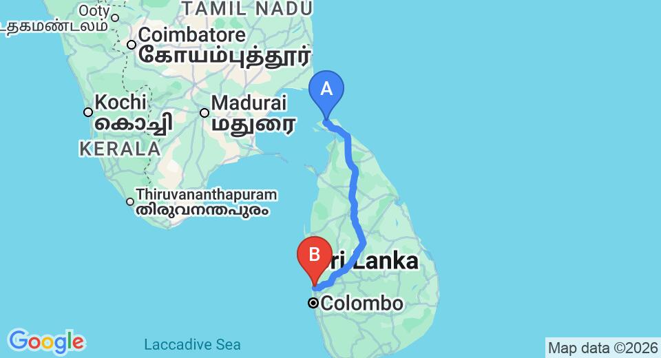 Jaffna (JAF) Airport  to Katunayake City Private Transfer