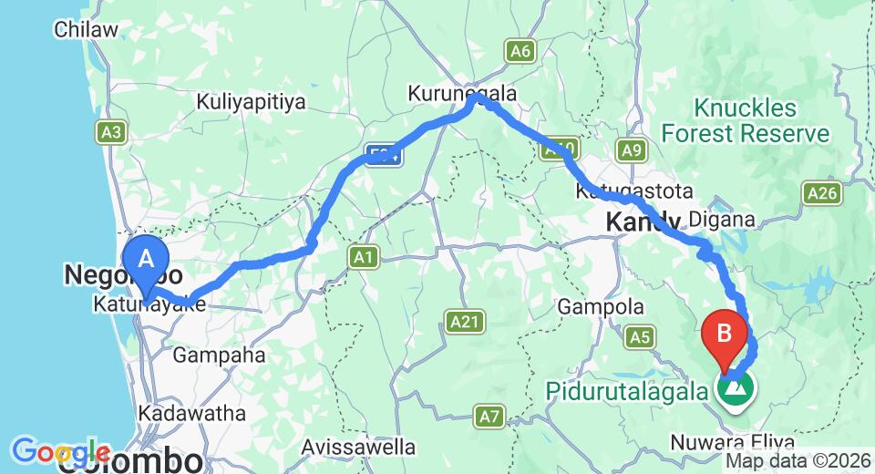 Transfer between Colombo Airport (CMB) and Tea & Experience Factory, Mandaramnuwara