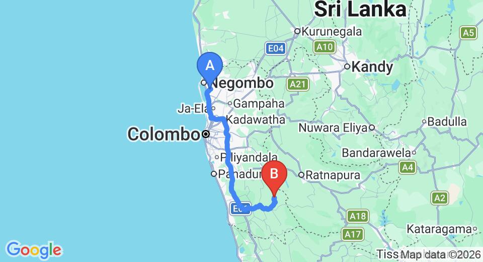 Transfer between Colombo Airport (CMB) and Laya Leisure, Mathugama City