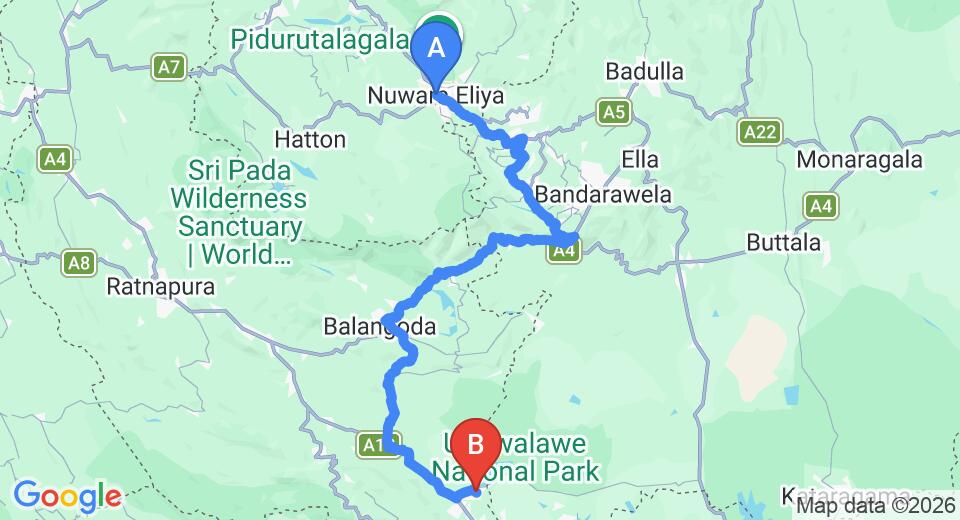 Nuwara Eliya City to Udawalawe City Transfer
