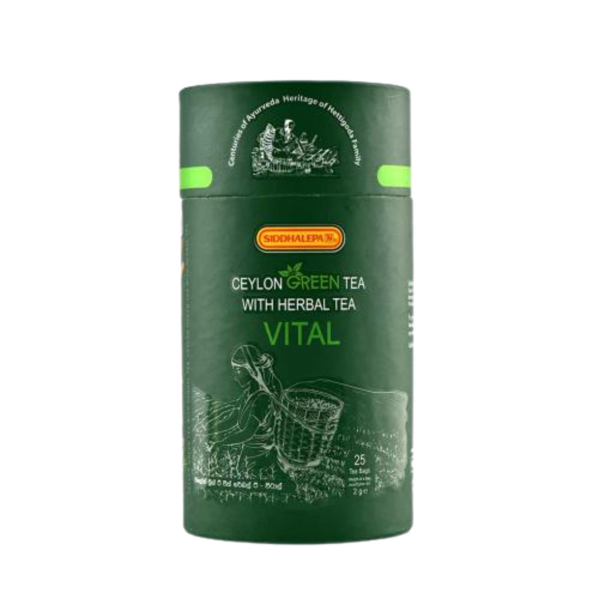 Siddhalepa Ceylon Green Tea with Herbal Tea Vital (25 Tea Bags)