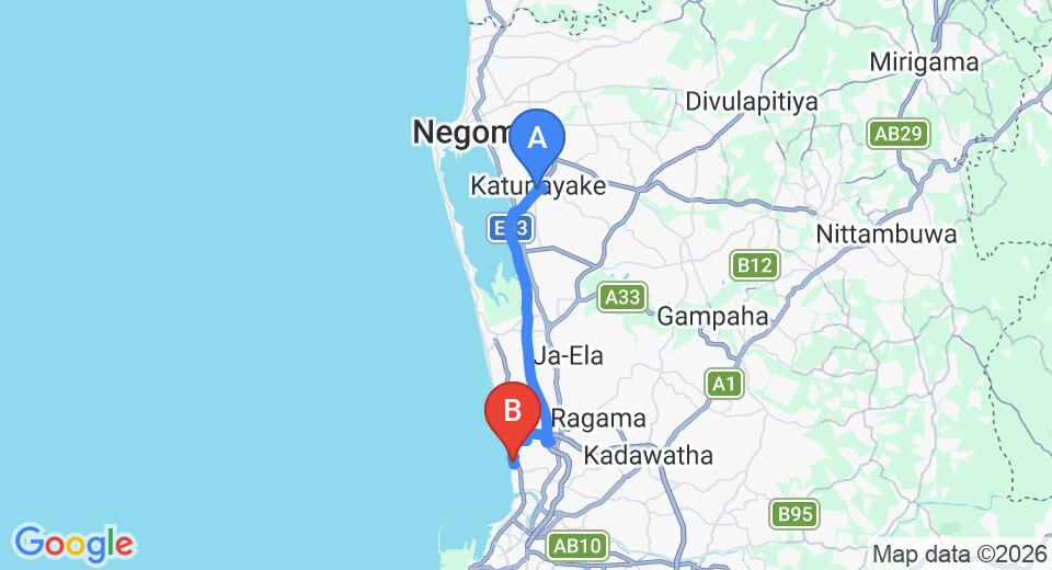 Transfer between Colombo (CMB) Airport and Pegasus Reef Hotel, Wattala