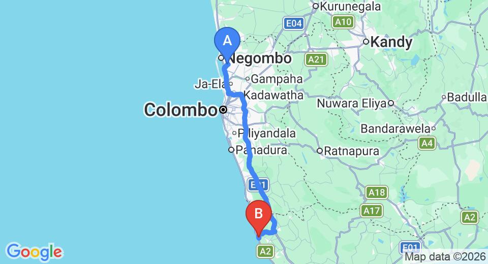 Transfer between Colombo Airport (CMB) and Lanka Masks, Ambalangoda