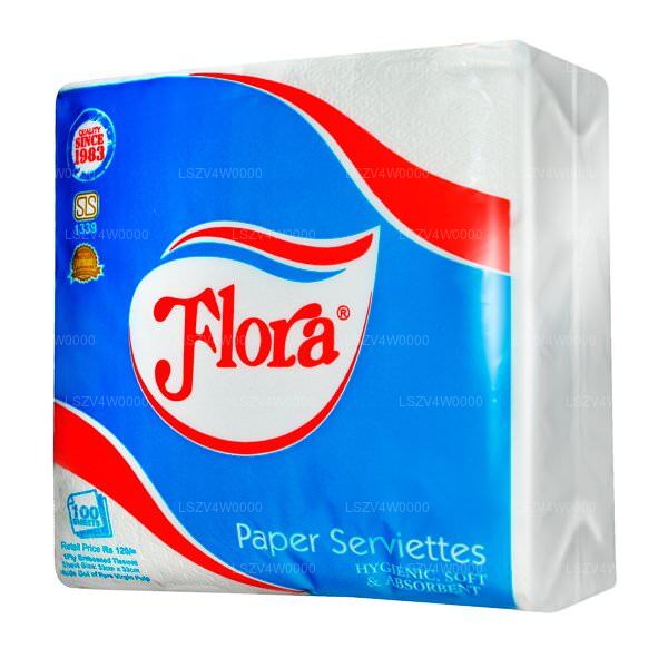 Flora Paper Serviettes1 Ply 33X33 CM Regular Size (100 Sheets)