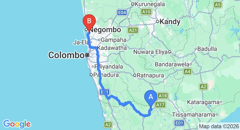 Deniyaya City to Colombo (CMB) Airport Private Transfer